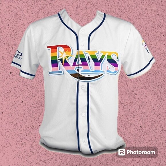 Tampa Bay Rays Pride Month Jersey XL SGA Tropicana Field Florida Rainbow Logo - Picture 3 of 8